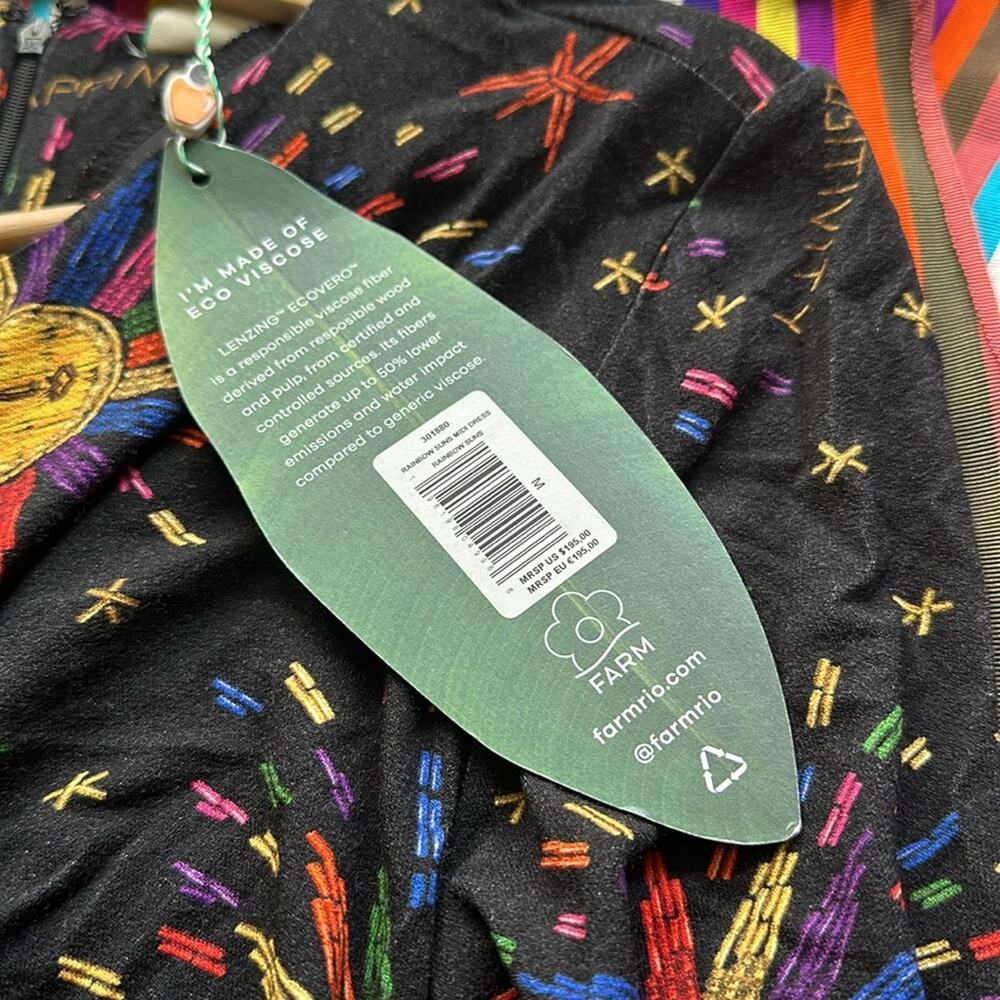 FARM RIO Rainbow Suns Ruched Midi Dress, Eco Viscose, Size Medium. NWT - Picture 7 of 15